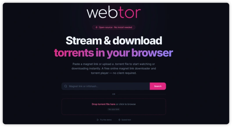 webtor.io 首页截图